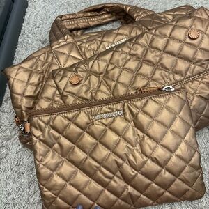 MZ Wallace Quilted Copper deluxe Metro & small metro pouch